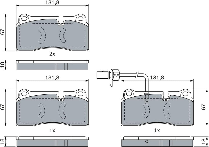 Bosch BP1807 Bremsbeläge - Hinterachse - ECE-R90 Zertifizierung - vier Bremsbeläge pro Set