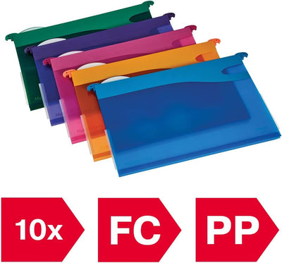 Rexel Multifile Extra 2102574 10er-Pack Hängemappen 30 mm/200Blatt, verschiedenen Farben, Polypropyl