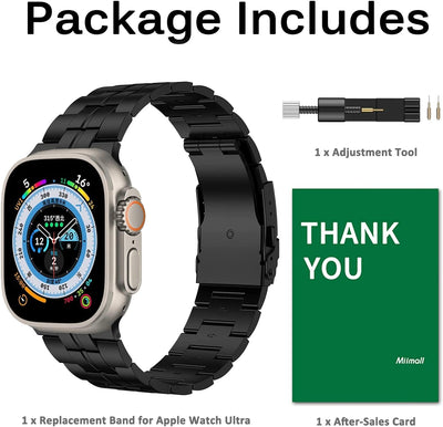 Miimall Titanstahl Armband Kompatibel mit Apple Watch Ultra/Ultra 2 Armband 49mm, Titanstahl Metall