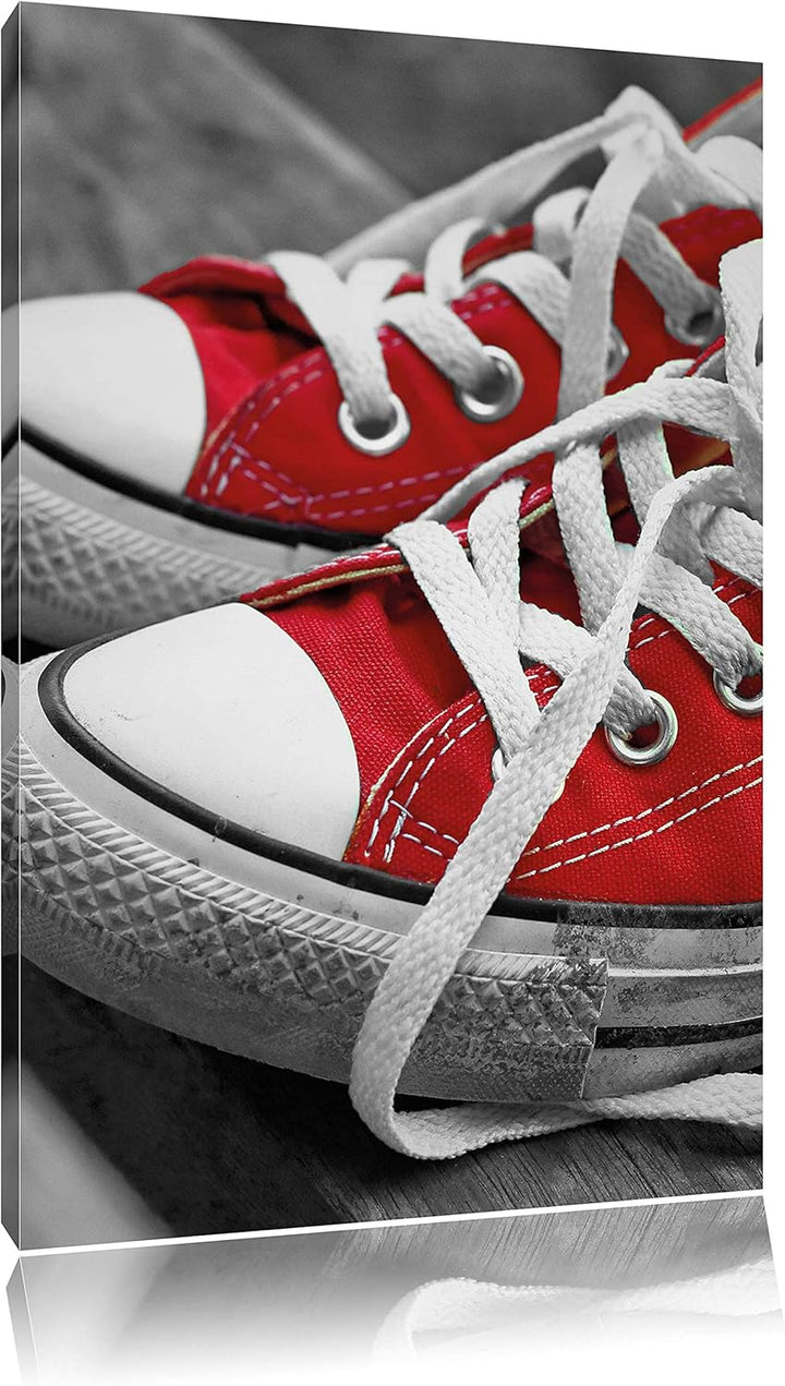 Pixxprint Lässige Schuhe schwarz/weiss als Leinwandbild/Grösse: 120x80 / Wandbild/Kunstdruck/fertig