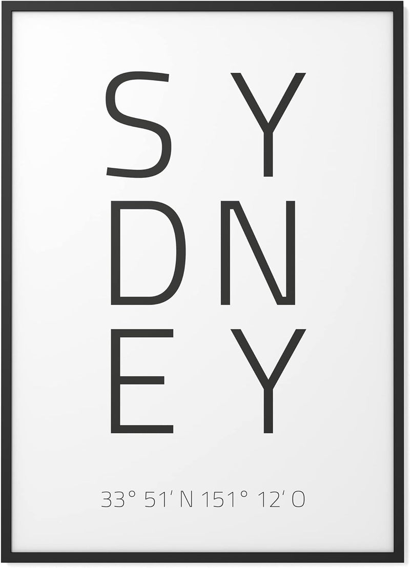 Papierschmiede® Geo Poster Koordinaten Sydney, A1 Stadt Poster als Wanddeko für Wohnzimmer Schlafzim