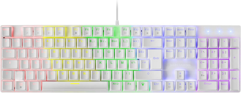 Mars Gaming MK422 Weiss, Mechanische Gaming Tastatur RGB, Antighosting, Mechanischer Switch Rot, Fra