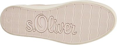 s.Oliver Damen Sneaker flach elegant mit Schnürsenkeln und Reissverschluss 36 EU Champagne Strc, 36