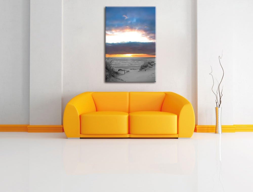Pixxprint Nordseeküste bei Sonnenaufgang als Leinwandbild/Grösse: 100x70 cm/Wandbild/Kunstdruck/fert