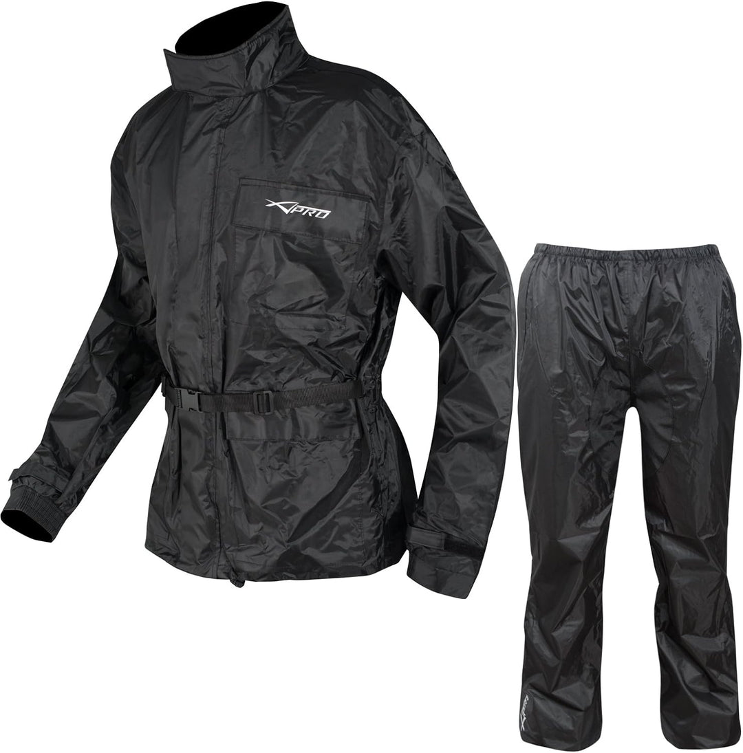 A-Pro Waterproof Motorbike Motorcycle 2 pc Rain Suit Trouser Jacket Scooter M M Schwarz, M Schwarz