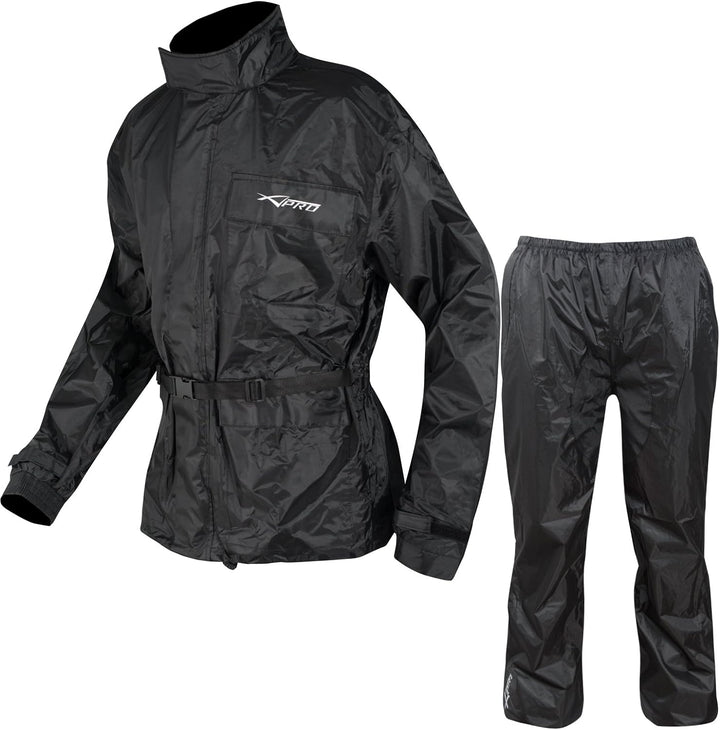 A-Pro Waterproof Motorbike Motorcycle 2 pc Rain Suit Trouser Jacket Scooter M M Schwarz, M Schwarz