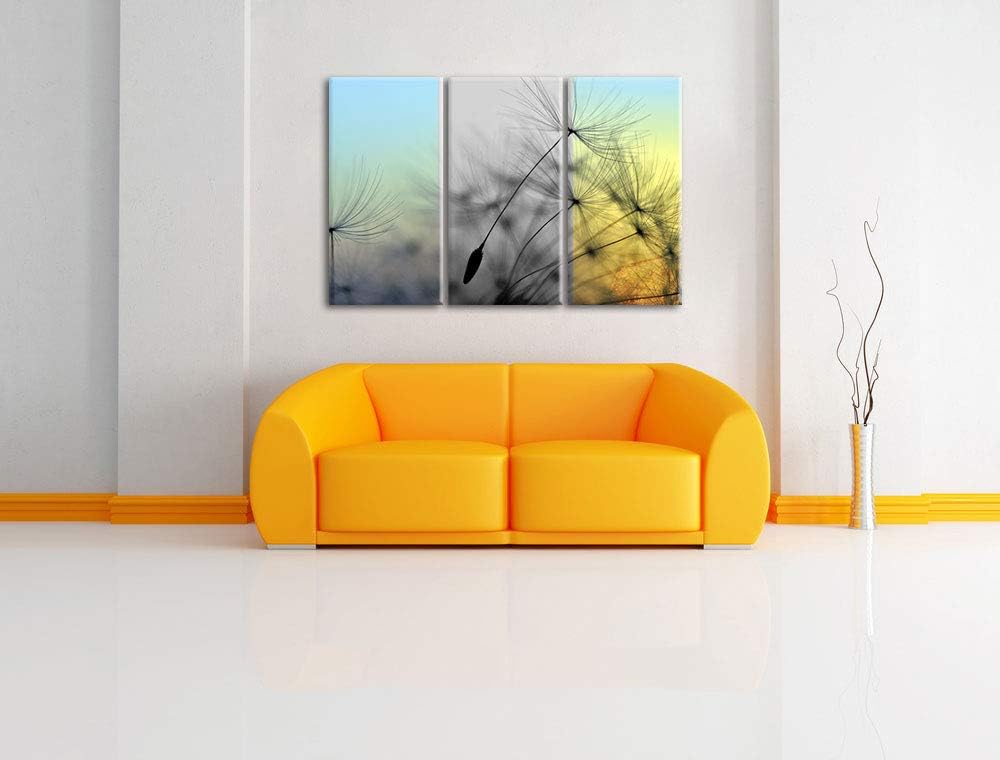 Pusteblumensamen vom Winde verweht schwarz/weiss 3-Teiler Leinwandbild 120x80 Bild auf Leinwand, XXL