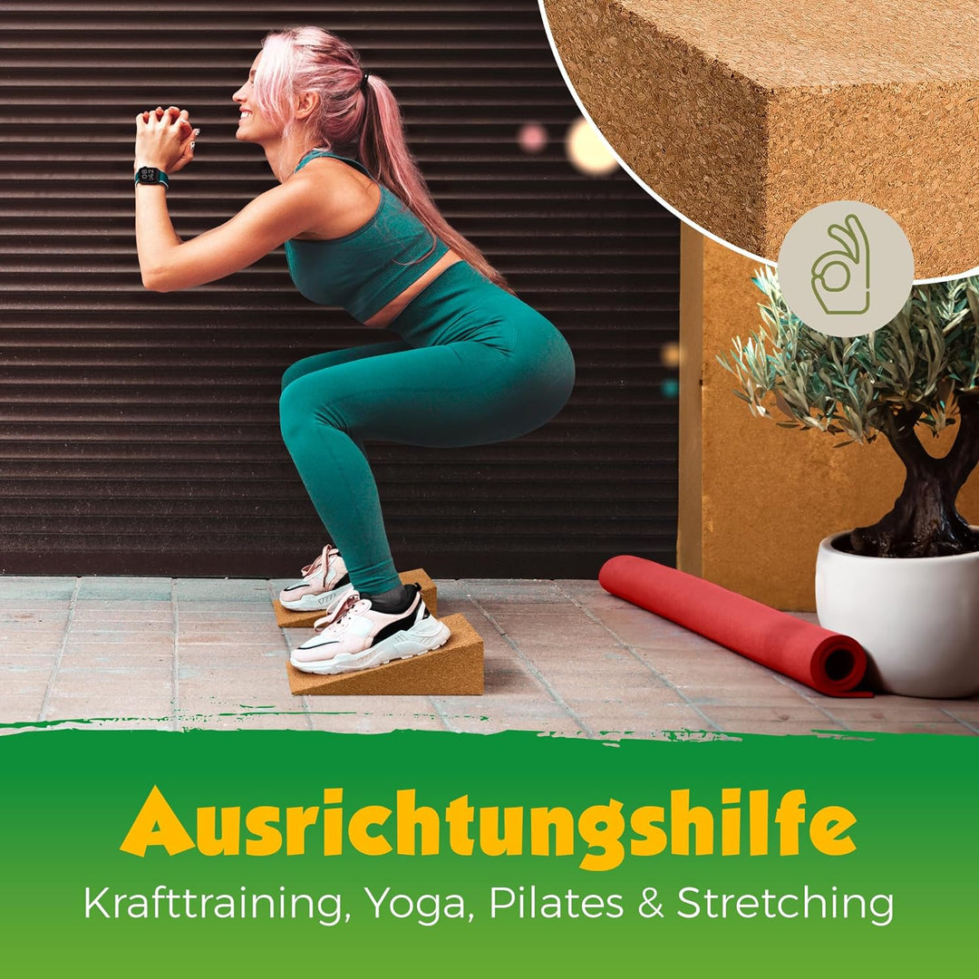 Squat Wedges aus Kork | Squat Ramp | 2 Stück | 305x130x103mm | nachhaltig | Made in Portugal