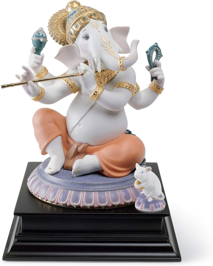 LLADRÓ Figur Ganesha Mit Bansuri. Limitierte Auflage. Ganesha. Porzellan.