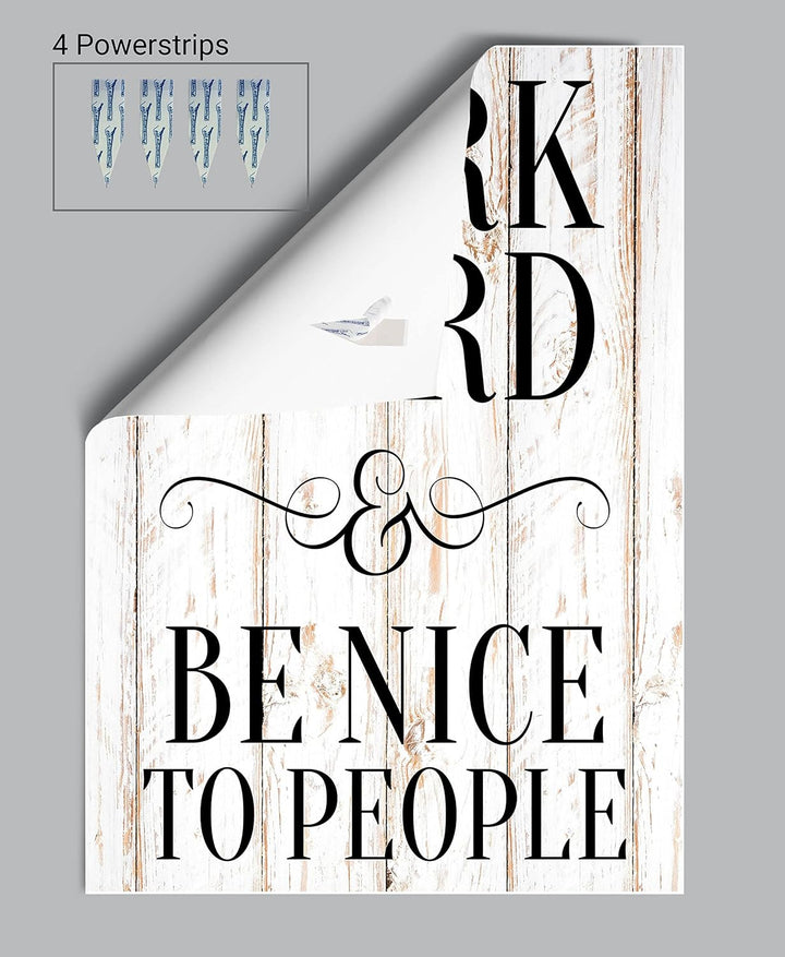 wandmotiv24 Poster als Wanddeko, Grösse Din A0, Work Hard, be Nice, Holz hell, Moderne Wanddeko, Wan