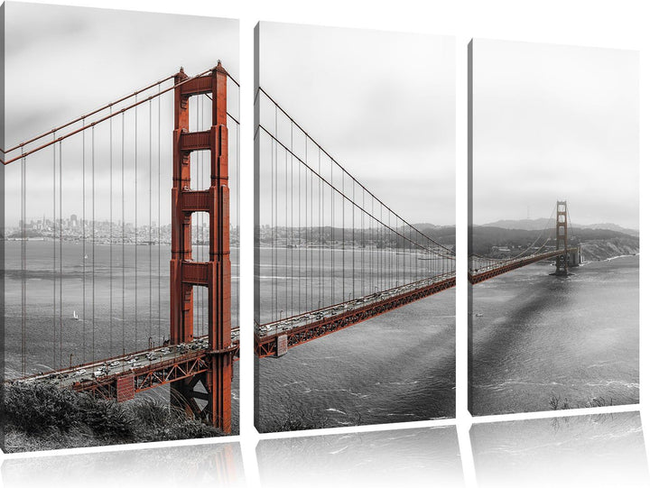 Pixxprint Golden Gate Bridge als Leinwandbild/Grösse: 3 Teilig (120x80 cm) cm/Wandbild/Kunstdruck/fe