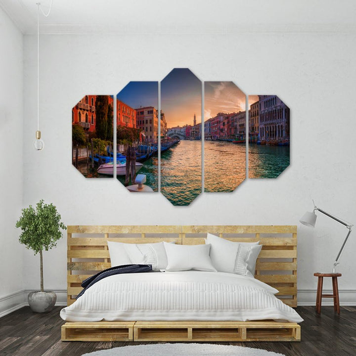 Feeby Dekobild 5 Paneele Venedig Wanddekoration Mehrfarbig 100x70 cm Deko Paneel 100x70 cm Mehrfarbi
