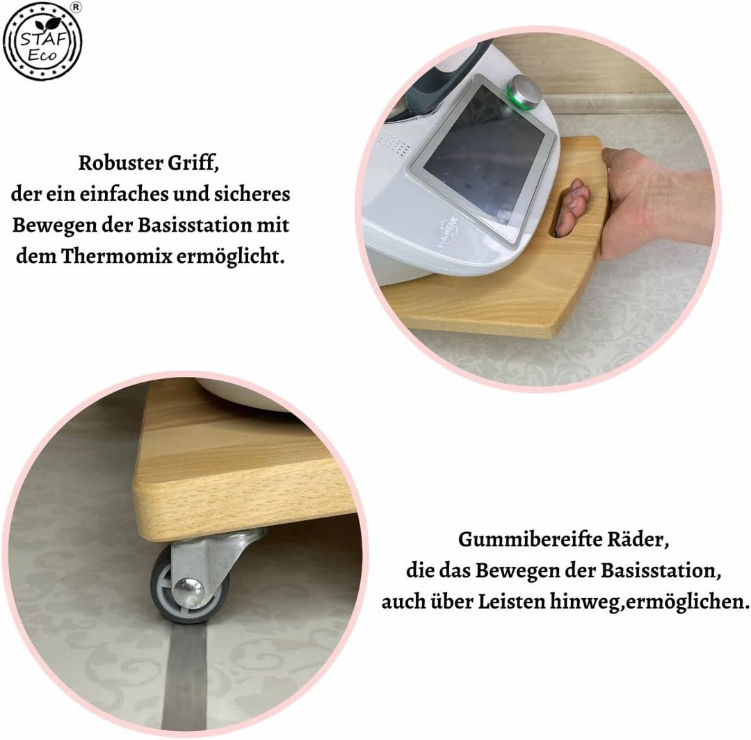 STAFECO® Gleitbrett für Thermomix Premium TM6 TM5 Zubehör Rollbrett Slider müheloses Verschieben & s