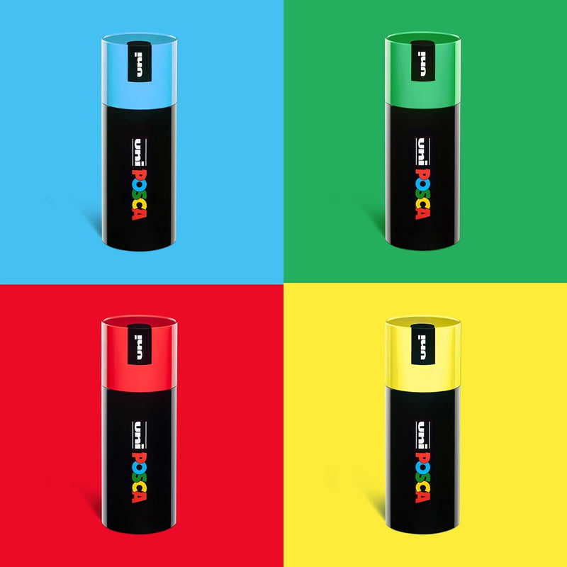 Posca - UniPosca Komplettes Set mit 9 Filzstiften, feine Spitze, 0,7 mm, sortiert für Schreibwaren u