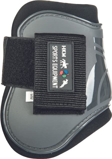 HKM 561213 Springgamaschen und Streichkappen, 4er Set, Pony, Mehrfarbig (grau/Schwarz) Pony Grau/Sch