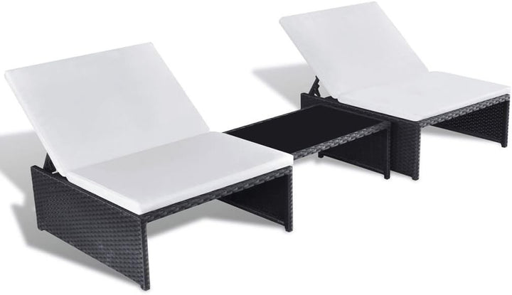 Festnight Polyrattan Lounge Set Zweisitzer Loungemöbel Loungeset Schwarz