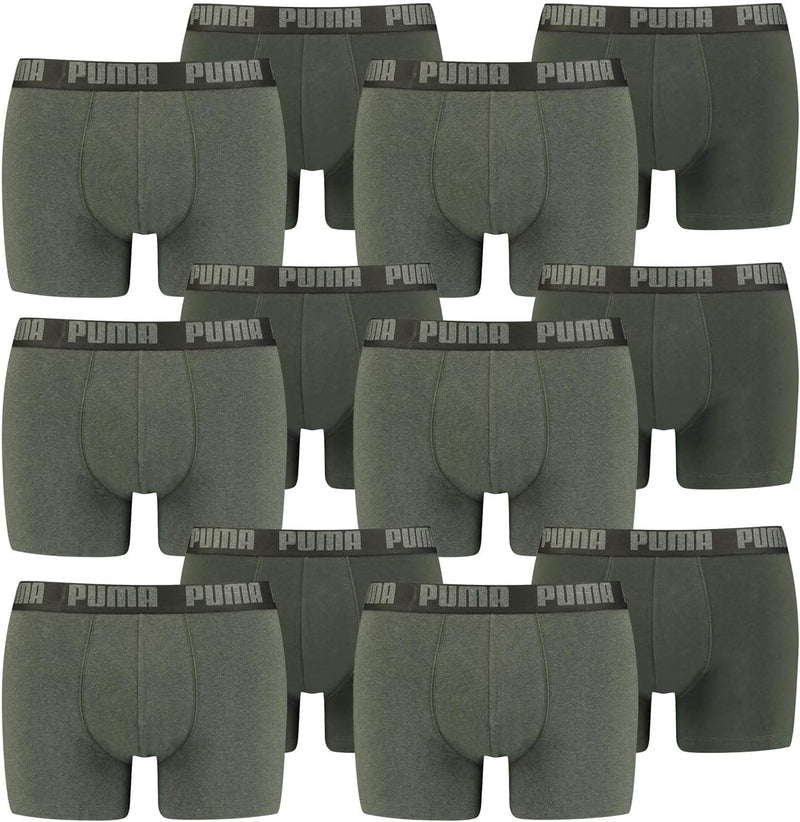 PUMA 12 er Pack Boxer Boxershorts Men Herren Unterhose Pant Unterwäsche, Farbe:038 - Green Melange,
