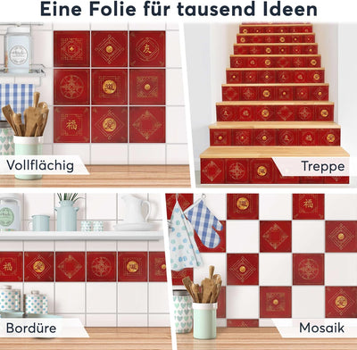 Fliesenfolie I Fliesen-Aufkleber für Küche u. Badfliesen I Fliesenspiegel und Küchenrückwand verschö