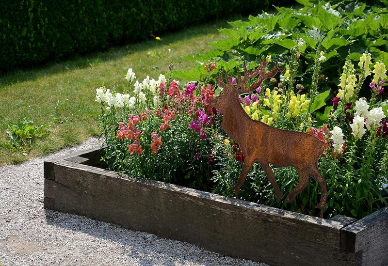 Blümelhuber Hirsch Rost Deko für Garten - Metall Edelrost Gartenstecker Hirsch Figur auch für den Ba