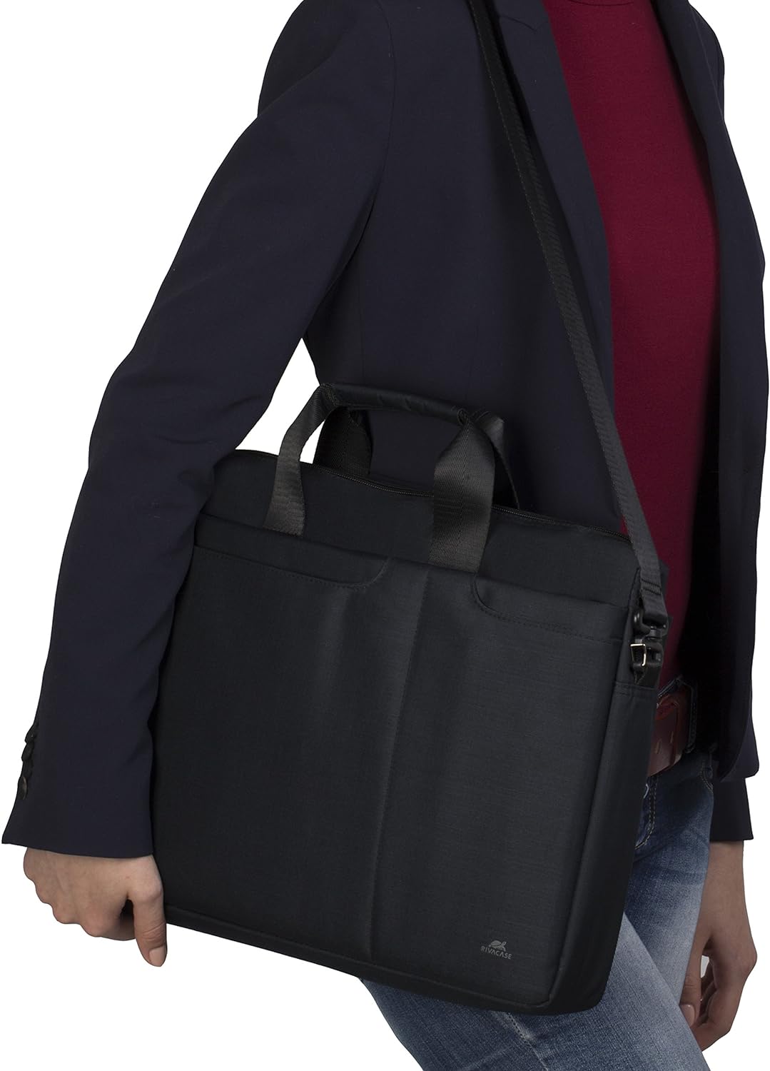 Rivacase Notebooktasche bis 15,6 Zoll – Modische Schultertasche mit Aussenfächern für notwendiges Zu