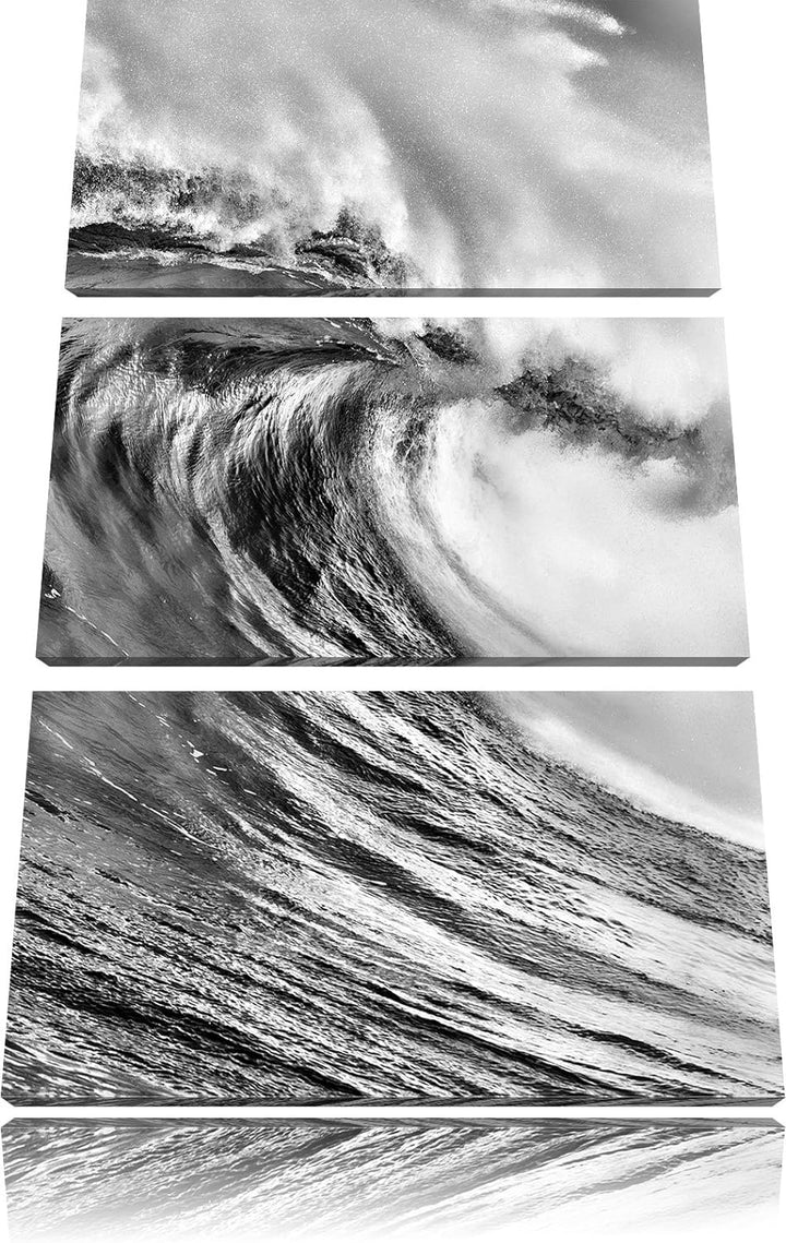 Pixxprint Atemberaubende Welle als Leinwandbild/Grösse: 3 Teilig (120x80) cm/Wandbild/Kunstdruck/fer