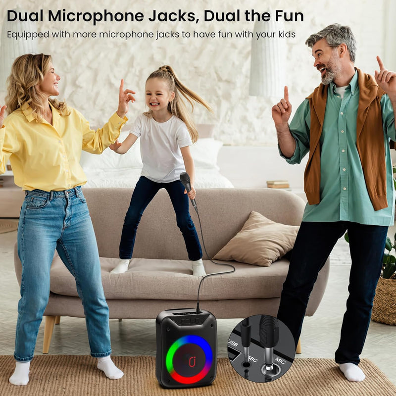 JYX Karaoke Maschine, Karaoke Anlage mit Mikrofonen für Kinder&Erwachsene, Tragbare Bluetooth Lautsp