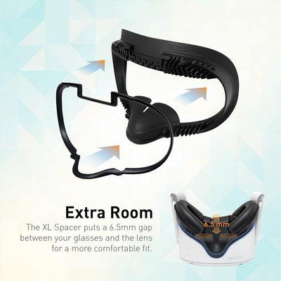 VR Cover Fitness Facial Interface and Foam Comfort Set with XL Spacer for Oculus/Meta Quest 2 (Dark