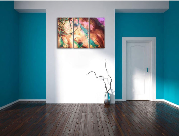Pixxprint Traumfänger als Leinwandbild | Grösse: 3 Teilig (120x80) | Wandbild| Kunstdruck | fertig b