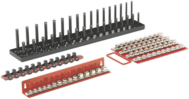 Sealey SH1217 Steckschlüsselhalter, 1,27 cm Vierkantantrieb, 10 mm-27 mm, schwarz