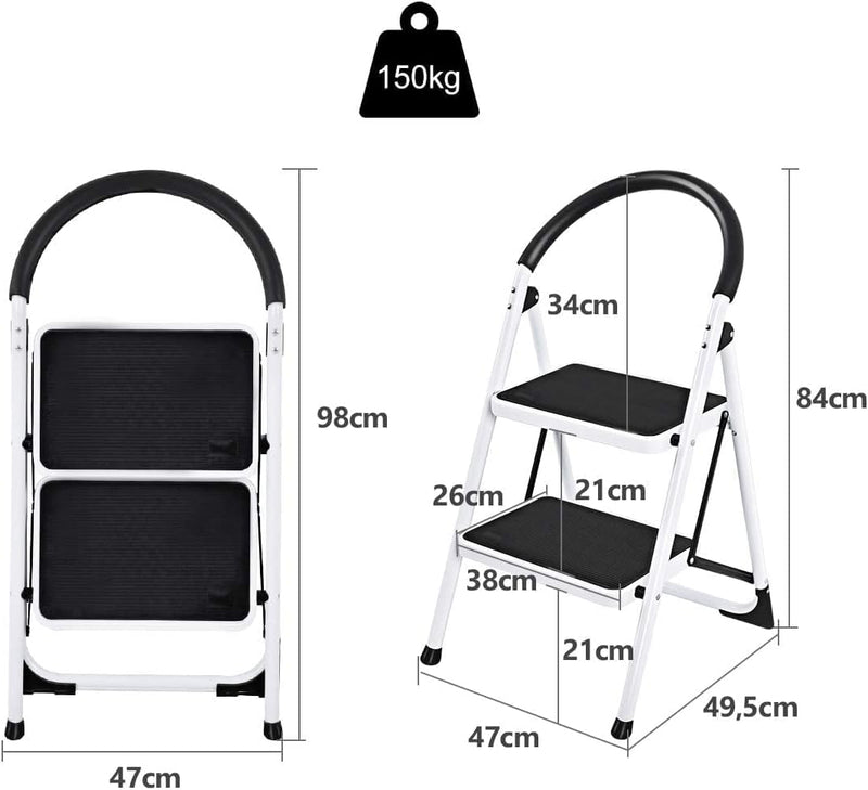 GIANTEX Trittleiter 2 Stufen klappbar, Klapptritt Klapptrittleiter 150 kg Tragfähigkeit, Stufenleite