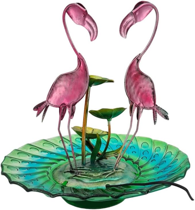 abc HOME | Zimmerbrunnen Flamingos | Glas, Metall | 40 cm H