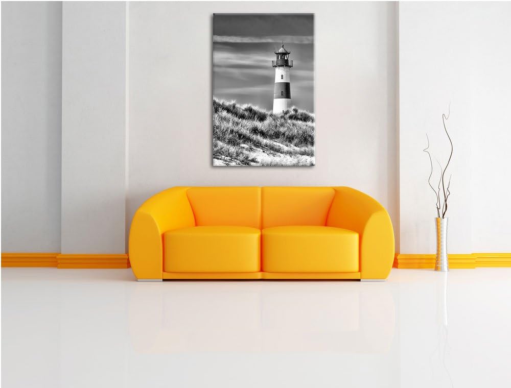 Pixxprint Leuchtturm hinter Dünen als Leinwandbild/Grösse: 100x70 / Wandbild/Kunstdruck/fertig bespa