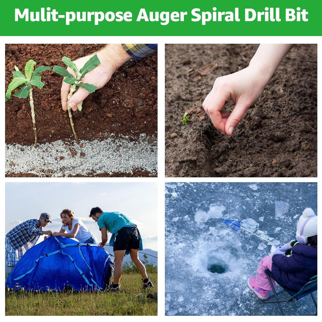 FWEEK 4 Stück Gartenbohrer Erdbohrer für Bohrmaschine, Schwarzer Schnecken Spiralbohrer, Pflanzbohre