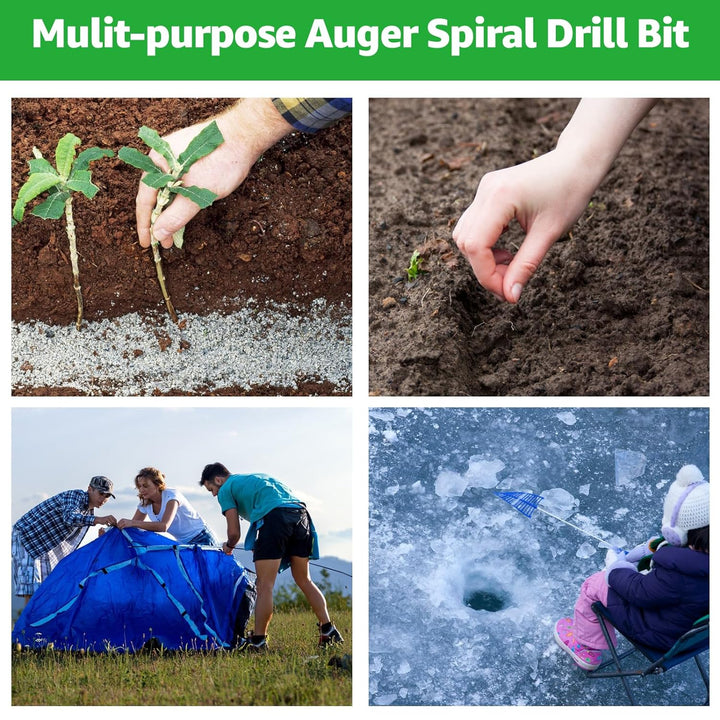 FWEEK 4 Stück Gartenbohrer Erdbohrer für Bohrmaschine, Schwarzer Schnecken Spiralbohrer, Pflanzbohre