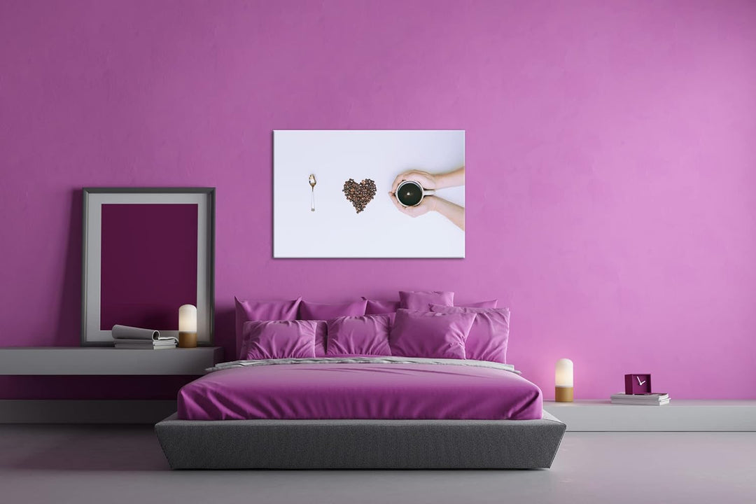 deyoli Kaffeebohnen in kreativer Herzform im Format: 80x60 als Leinwandbild, Motiv fertig gerahmt au