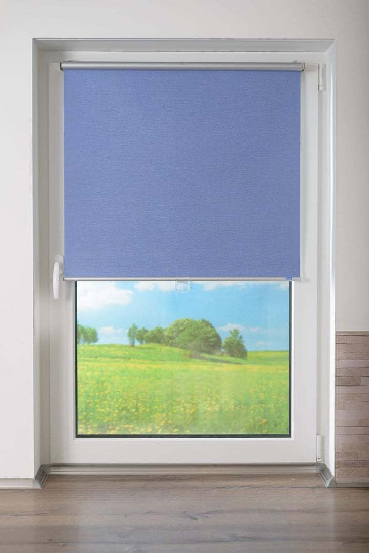 Springrollo/Mittelzugrollo mit modernen Struktur Stoff Jeans, 100 cm x 150 cm (B x L) Jeans 100 x 15