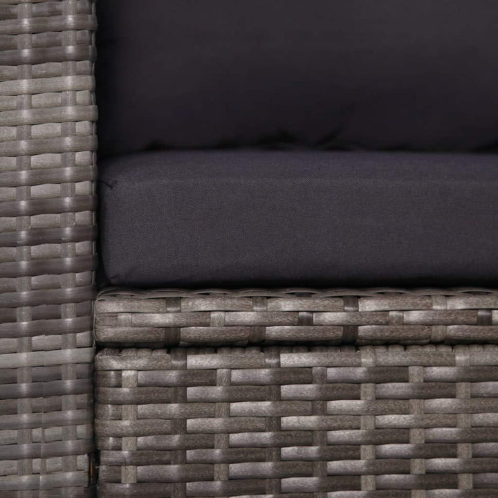 tidyard Garten-Sofagarnitur 11-TLG. Poly Rattan Sofagruppe Grau, inkl 1 Tisch + 2 Sofabank +4 Sitzpo