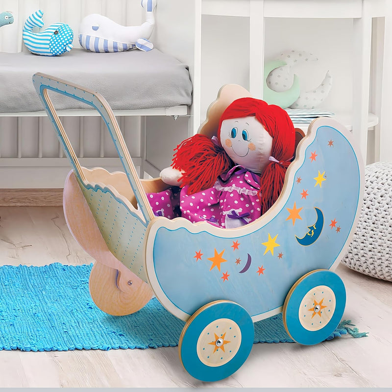 Dida - Der Puppenwagen Aus Holz Dekoration Mond ist EIN Holzpuppenwagen Zum Schieben Der Puppen Der