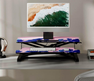 Fenge Stehpult mit Mauspads Höhenverstellbarer Schreibtischaufsatz mit Tastaturablage Steh-Sitz Schr