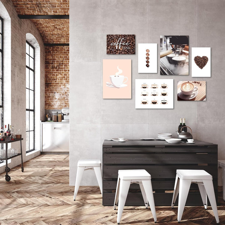 Novart Wandbilder Kaffee Coffee - KOMPLETT AUFHÄNGFERTIG - Küche Esszimmer Küchenbilder- 7 Moderne M