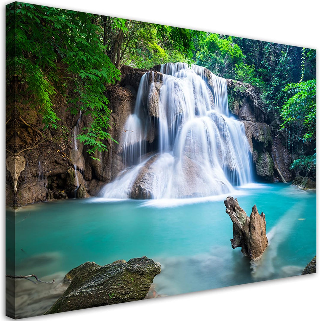 Feeby Vlies Leinwandbild Natur Bäume Wald 90x60 cm Druckbild Wandbild Wanddekoration Deko Wand Aesth