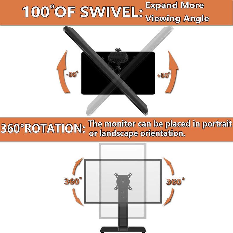 Hemudu Monitor Ständer Tischständer für 13 Zoll-32 Zoll Monitore, schwenkbar, neigbar, rotierbar, hö