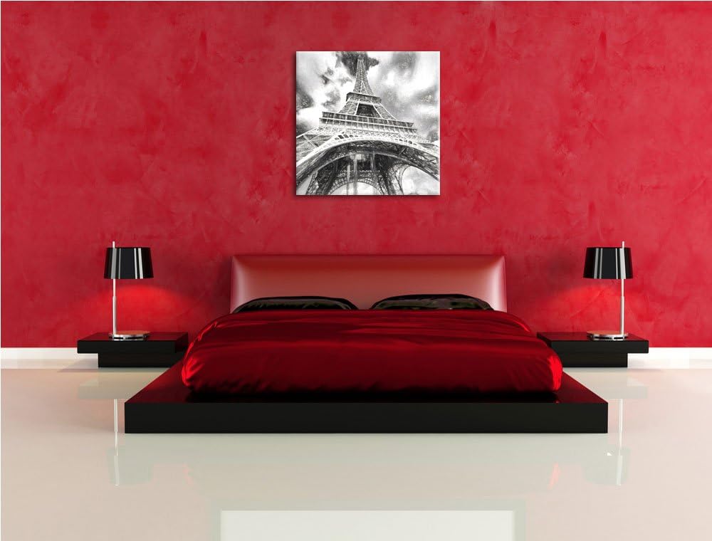 Pixxprint Eiffelturm als Leinwandbild | Grösse: 70x70 cm | Wandbild | Kunstdruck | fertig bespannt,
