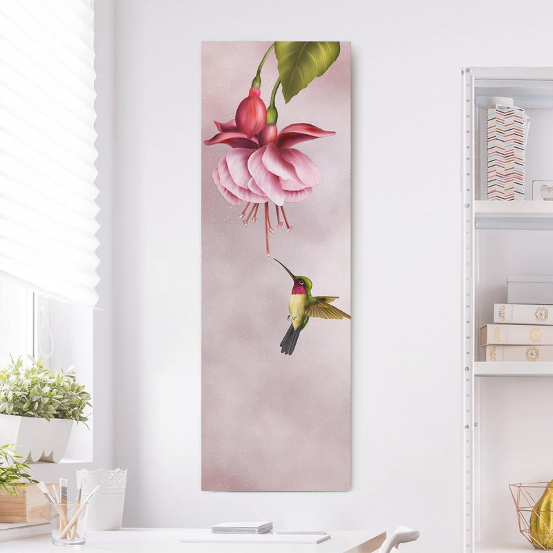 Bilderwelten Leinwandbild - Kolibri - Panorama Hoch, 120cm x 40cm, 120cm x 40cm