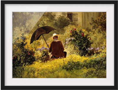 Bild mit Rahmen - Carl Spitzweg - Der Maler im Garten - Farbe Schwarz 40 x 55cm 40cm x 55cm Schwarz,