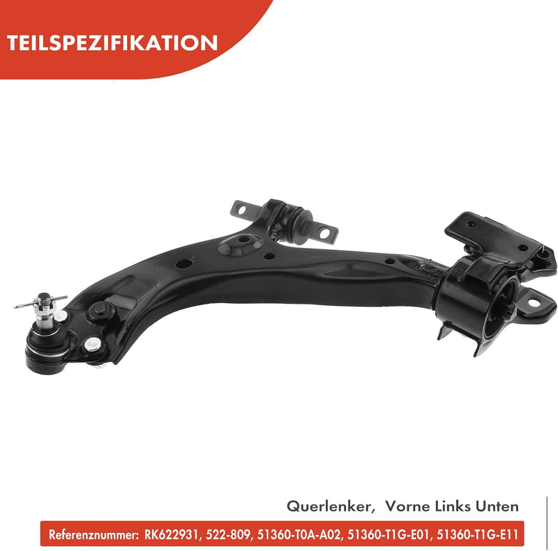 Frankberg Querlenker Vorne Links Unten Kompatibel mit CR-V IV RM 1.6L 2.0L 2.2L 2012-2022 Replace