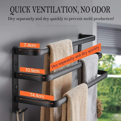 Handtuchhalter für Badezimmer, Handtuchstangen, Wandmontage, schwarz, selbstklebend, für Dusche und