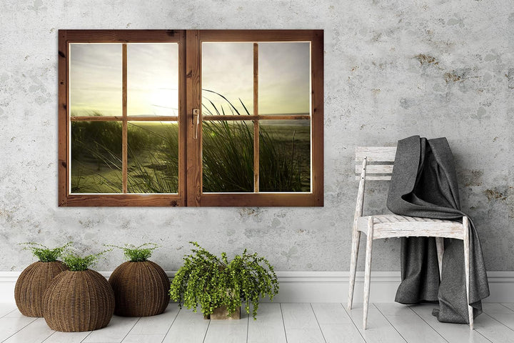 Febby Vlies Leinwandbild XXL Geschlossenes Fenster 3D-Illusion 120x80 cm Wandbild Kunst Bilder Schla