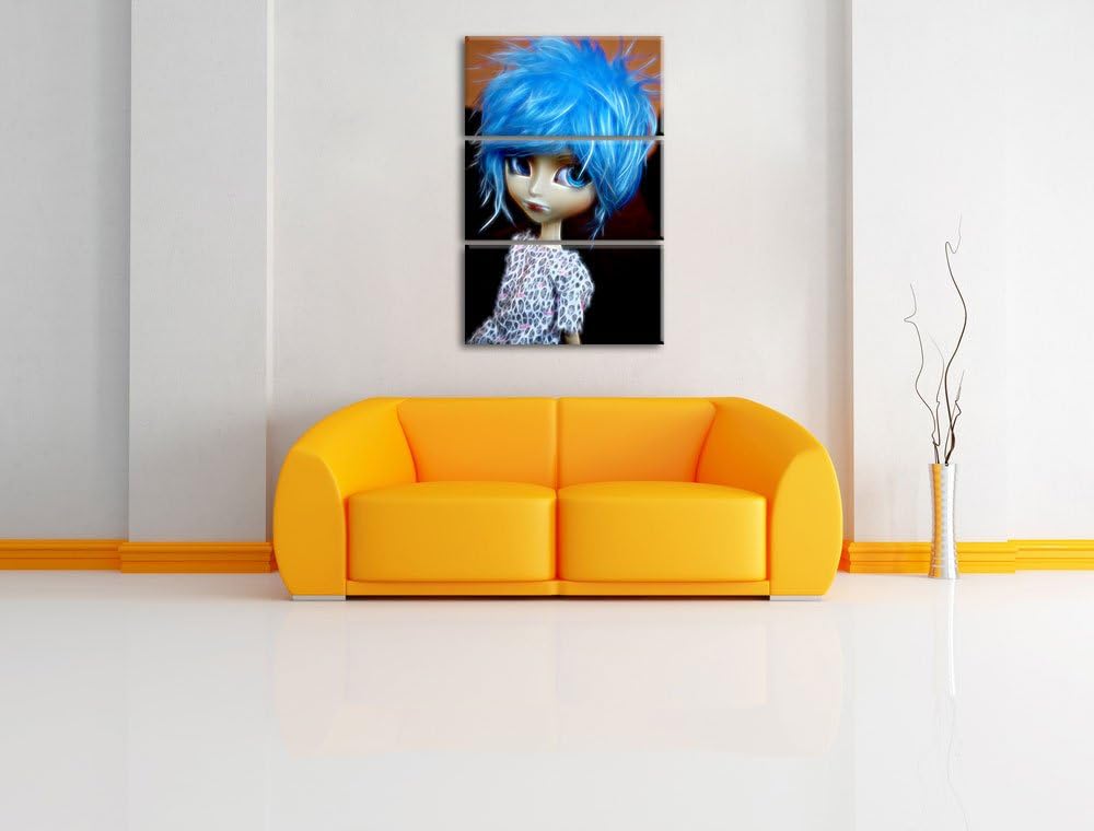 Dark rebellische Pullip-Puppe NewArt 3-Teiler Leinwandbild 120x80 Bild auf Leinwand, XXL riesige Bil