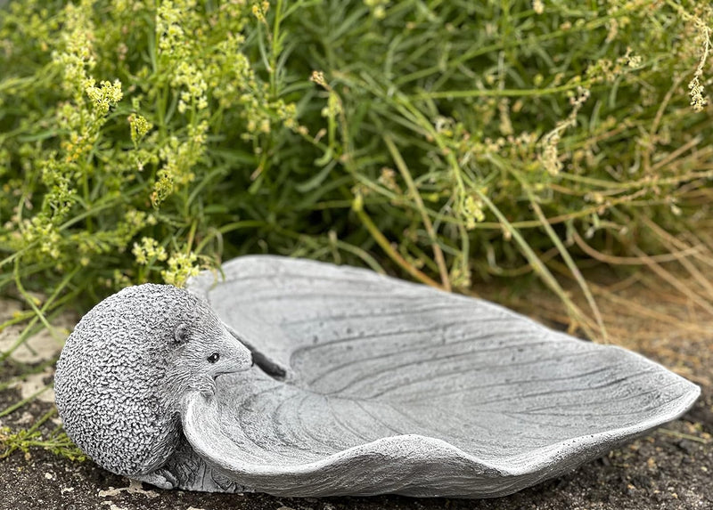 Stone and Style Vogeltränke Insektentränke Igel auf Blatt Steinguss frostfest